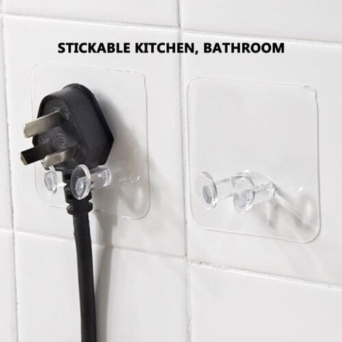 5/10pcs Transparent Power Plug Hook Seamless Socket Storage Holder Powerful Adhesive Wall Hanger for Kitchen Living Room