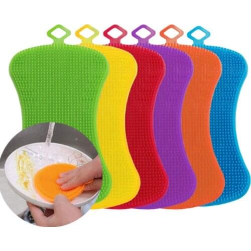 Silicone Dishwashing Kitchen Sponge Scrubber Cleaning Pot Pan Kitchen Washing Silicone Tool Accessories Wash Brush Bowl Soft