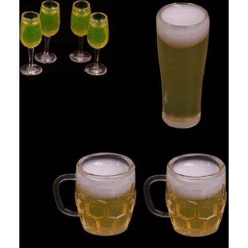 2/4Pcs Mini 1/12 Dollhouse Beer Cup Simulation Furniture Wine Glass Goblet for Doll House Decoration Accessories