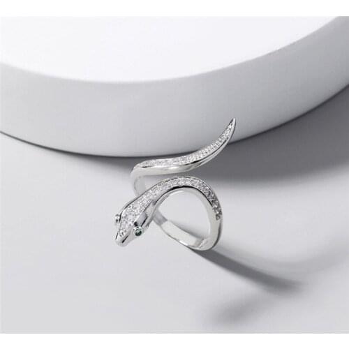 2021 Simple Snake Eternity Ring White CZ Engagement Wedding Rings for Women Bridal Fine Party Jewelry The Best Gift Daily Wear