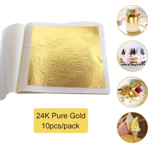 24K Pure Edible Gold Leaf Gold Foil Sheets For DIY Cake folha de ouro Decoration Art Crafts feuille d’or Wrapping Scrapbooking