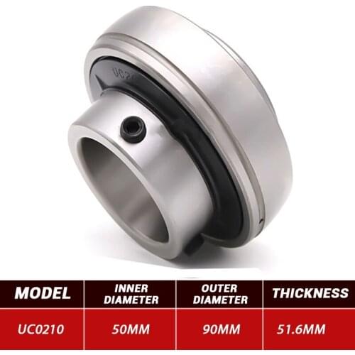 3pcs Outer Wire Bearing UC210 Mental Pillow Block Bearing UC210 50mm*90mm*51.6mm Steel Bearings High Quality