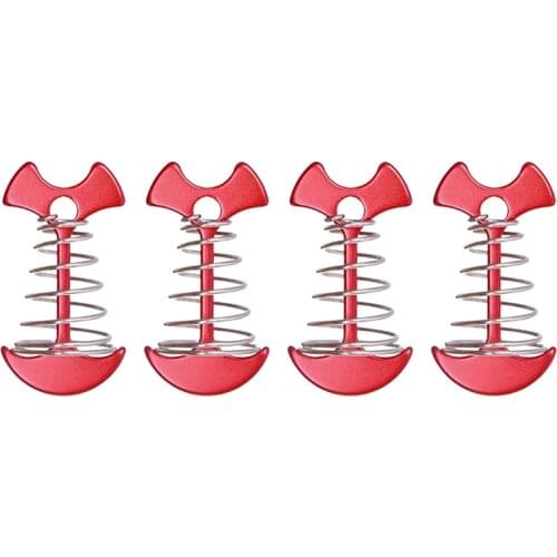 4Pcs Outdoor Aluminum Alloy Ground Peg Fishbone Spring Nail Camping Tent Windproof Accessories Wind Rope Board