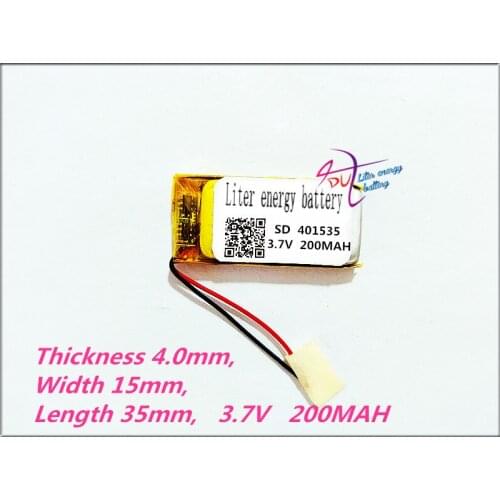 401535 3.7V 200MAH Polymer rechargeable batteries MP3 MP4 MP5 DVD DVR GPS navigator