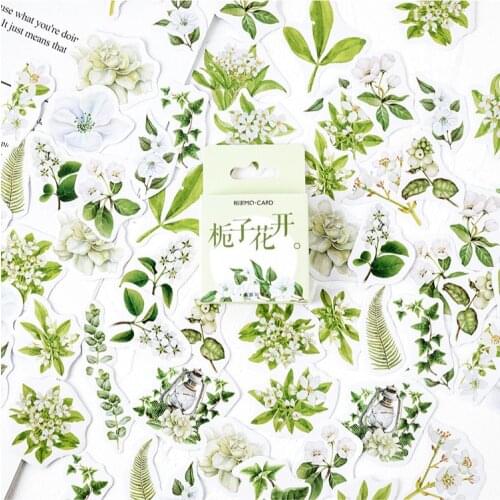 46Pcs/box Green Gardenia Stickers Dairy Album Scrapbooking Stickers Decoration Stationery School