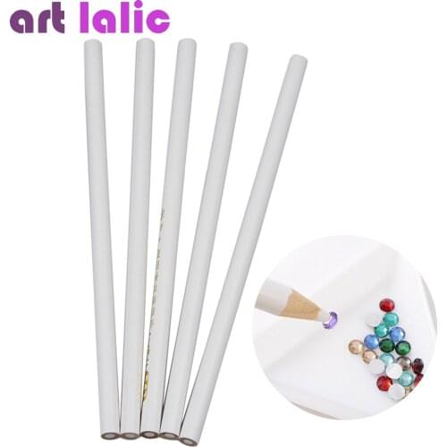 Artlalic 5pcs/set Nail Art Rhinestones Pick Up Wax Pencil Gems Sequins Beads Diamond Crystal Dotting Self-adhesive Picker Pen