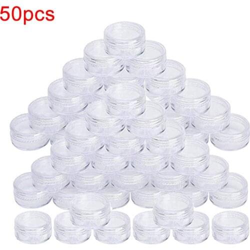 50Pcs/Set 5g Plastic Creams Makeup Transparent Empty Cosmetic Jar Storage Bottle Boxe Container Organizer Household Item