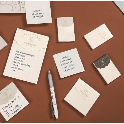 60 Sheets Self-abhesive Sticky Note Student Journal Scrapbooking Sticker Cute Square Blank Memo Pad School Stationary Supplies