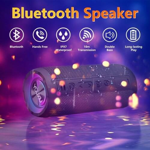 YOUXIU Bluetooth mini Outdoor Speaker 360° Stereo Sound 20W IPX7 Waterproof Loudspeaker Wireless HiFi Speakers 20Hour Play Time