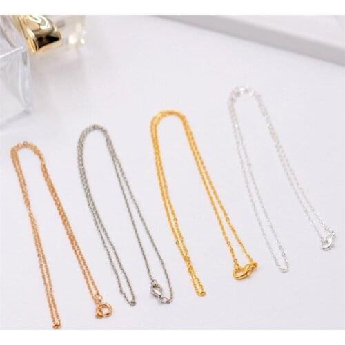 12pcs/pack Gold/Silver/Rhodium/KC Color Metal Link Chain Necklace Lobster Clasp Simple Necklace Chain DIY Jewelry Findings