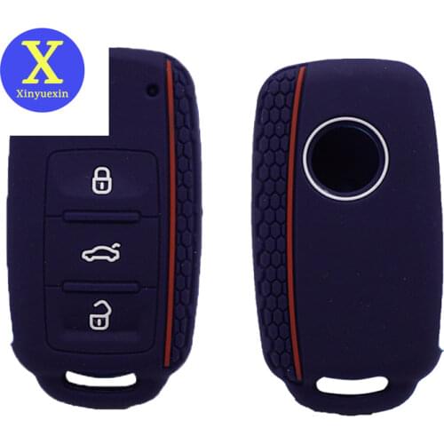 Xinyuexin Silicone Car Key Case Protect for Volkswagen POLO Bora Tiguan Beetle Passat B5 B6 Golf 6 MK5 MK6 Key Cover 3 Buttons
