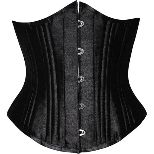 COLDKER 24 Steel Boned Satin Underbust Corset Solid Women Corsets high Quality Outfit Gothic Bustier Sexy Women Skin corset