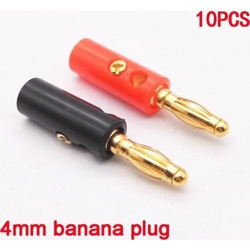 COMPSON Aligator clip 10pcs banana Clips connector Screw Gold Plate Plugs Connectors 4mm in stock Black Red banana plug socket