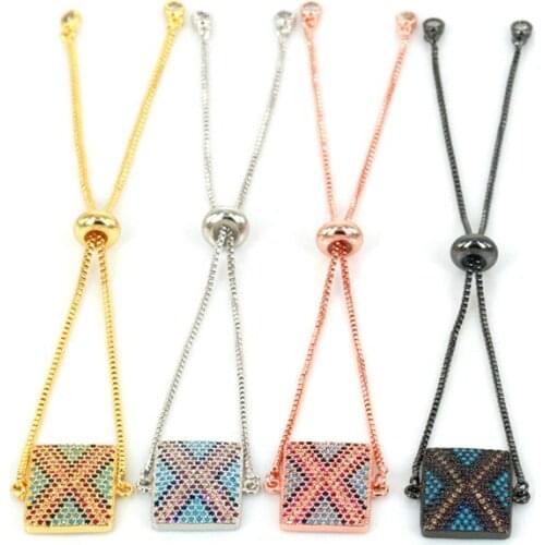 DANKAISHI Jewelry Geometric Design Cubic Zirconia Crystal CZ Zircon Fashion Womens Bracelet for Women DIY Jewelry