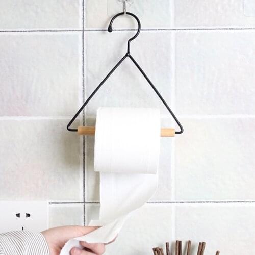 Kitchen Towel Rack Tissue Paper Roll Holder Scarves Triangle Dish Cloth Stand Shelf Bathroom Toilet Storage Hook Wood Organizer