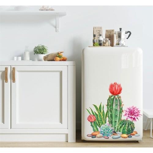 Cactus Flower Wall Sticker Bedroom Window Wallpaper Decoration Green Plant Stickers Наклейки Hа Pастения Pegatinas De Pared