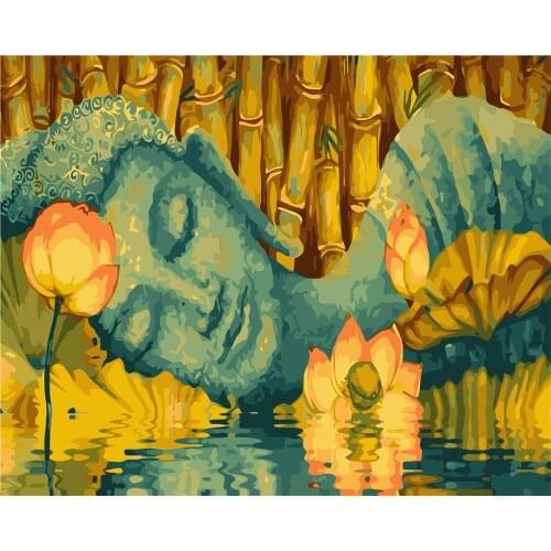 Meditation Hello Painting By Numbers For Adults Natural Scenery Acrylic Peinture Pair Number Canvas Drawing Diy Landscape Decor