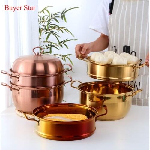3 Layers Multifunction Steamer Pot Stainless Steel Cookware Boiler Soup Pot Universal for Induction Cooker Gas Stove