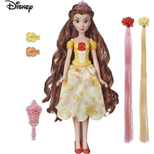 Disney Princess Belle Doll Hair Style Creations Belle Fashion Doll Hair Styling Toy with Brush Hair Clips Princess Toy E6677