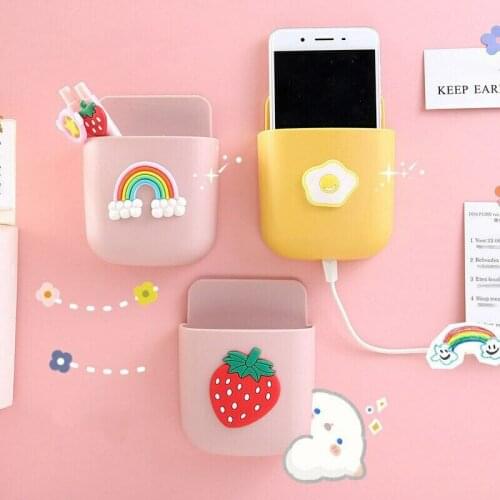 Cartoon Wall Mounted Storage Box Remote Control Wall Hanging Storage Box Bedroom Desk Organizer Phone Holder Self-Adhesive Rack