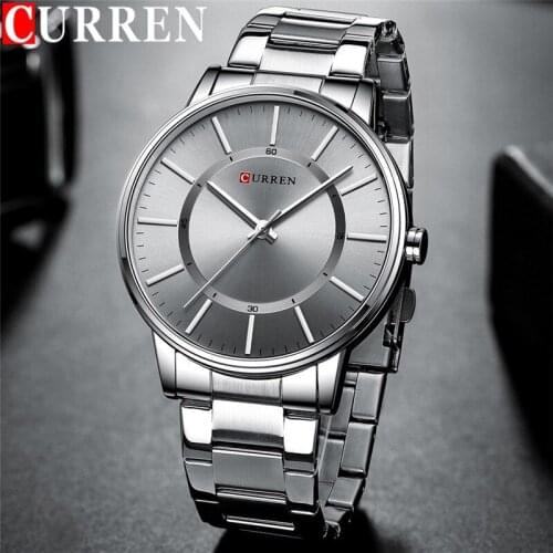 CURREN Sport Men Watch Top Brand Luxury Silver Grey Military Business Male Clock Stainless Steel Quartz Man Wristwatch Gift 8385