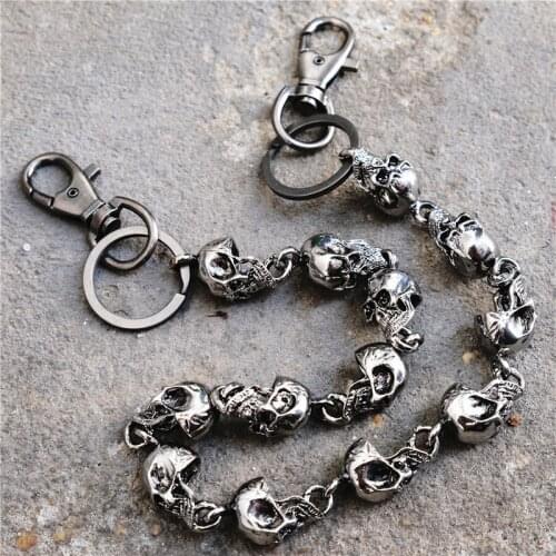 Mens Motorcyle KeyChain Jean Biker Wallet Belts Chain Skull Charm Gothic Rock Skull Pants Trousers Waist Key Mens BL48