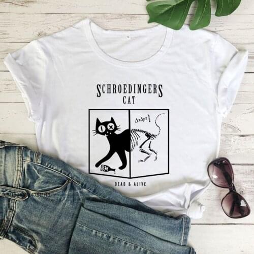 100% COTTON Schroedingers Cat Tshirt Sheldons Cat Cool Geek Shirt Gift Funny Popular Top Tees