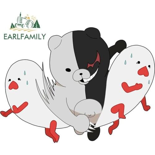 EARLFAMILY 13cm x 9.7cm for Danganronpa Monokuma JDM Funny Car Stickers Scratch-Proof Waterproof Decal Refrigerator Decoration