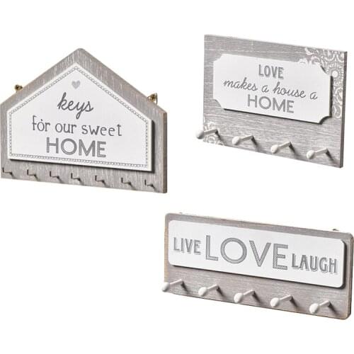 Wall Hanging Wood Key Hanger Holder Wall Organizer Rectangle House Shape Key Rack Hooks Coat Hooks Coat Hanger