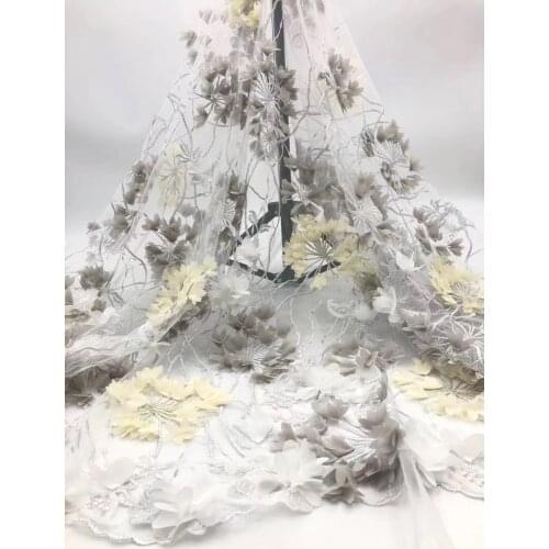 Latest African 3D Flowers French Lace Fabric 2021 High Quality Women Bride Nigeria Lace Wedding Fabric J4017