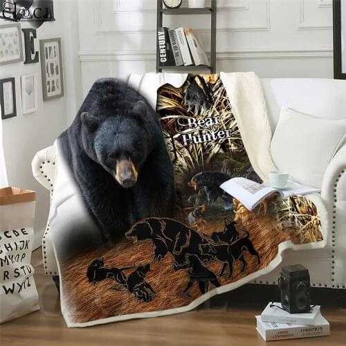 Russian Bear Blanket Animal Hunting Bear Printed Adult Kid Quilt for Bedding Cover Sofa Travel Office Character Throw Blanket