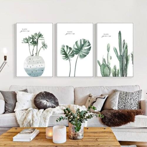 Green plants modern still life Botany posters canvas Home decoration letter painting Printing modern posters aesthetic leaf