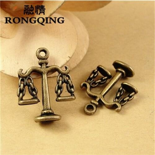 RONGQING 50pcs/lot 23*19MM Antique Bronze Libra Charms Balance Pendant Diy Jewelry Findings
