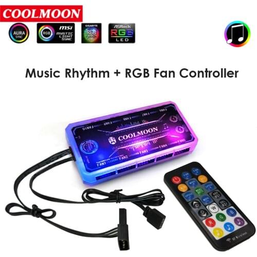 COOLMOON RGB Controller For Case LED Lighting 6Pin 5V RGB Fan 4Pin Light Stripe RF Remote Control For Computer PC Case LED Strip