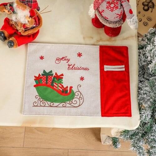Christmas Decoration Skirts Linen Christmas Placemat Individual Tablecloth Christmas Table Decor For Living Room New Year