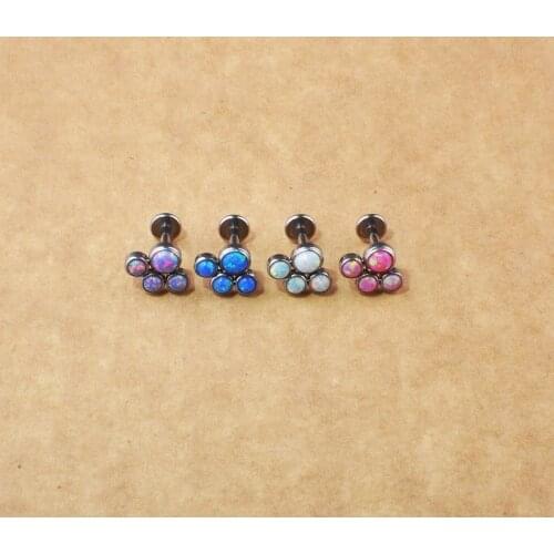 ASTM F136 Titanium Opal 16g Titanium Internal Thread Piercing Cluster Lip Tragus Daith Earrings Helix Cartilage Nose Piercing