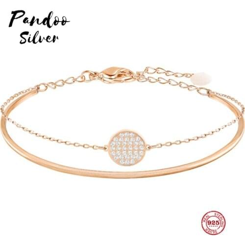 PANDOO Fashion Charm Pure 925 Silver Original 1:1 Copy, Fashion Level Two-in-one Bracelets Women Luxury Jewelry Gifts