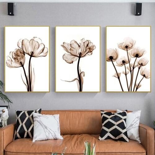 Modern Elegant Poetry Transparent Flower Canvas Poster Painting Art Print Picture Home Wall Decoration Simple Wall Decor