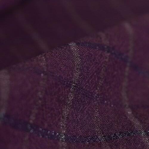 Red Raspberry Purple Plaid Fil-Lumiere Thin Soft Crepe Wool Garment Materials Fabrics Women Dress DIY Sewing Cloth Freeshipping