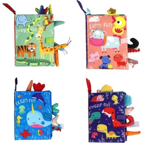 Montessori Cloth Book for Activity Centers Polyester Stimulation Cloth Book Activity Animal Crinkle Book for Teaching