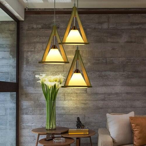 The three Japanese Pendant Lights Restaurant head lamp and creative wooden tatami log wood LED lamp LU729337