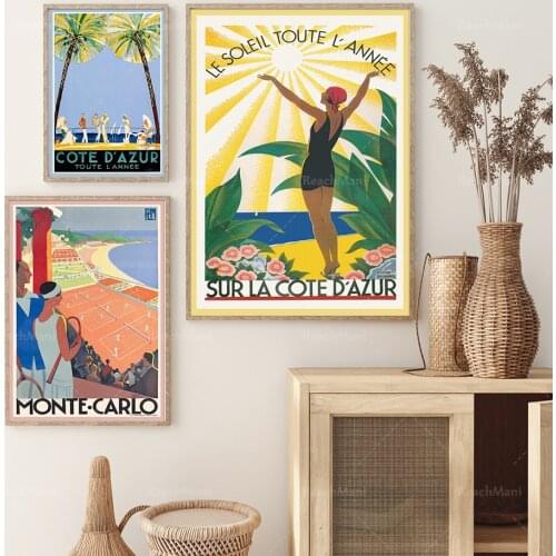Ensemble de 3 art mural vintage, vintage Monte Carlo impression, nautical imprint, destination imprint, tennis imprint, beach de