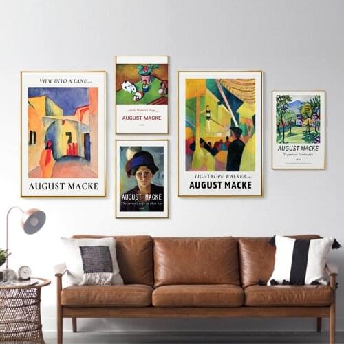 World Famous August Macke Tegernsee Landscape Tightrope Walker Canvas Painting Art Print Poster Wall For Living Room Home Decor