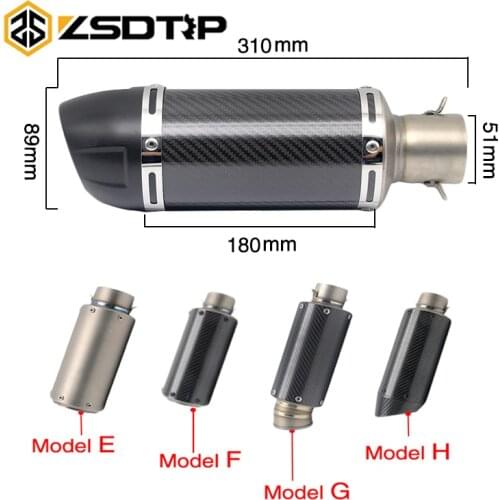 ZSDTRP Inlet 51mm 60mm Motorcycle Exhaust Pipe Muffler Stainless Steel SC GP Racing Exhaust Mufflers Carbon Fiber Exhaust Pipe