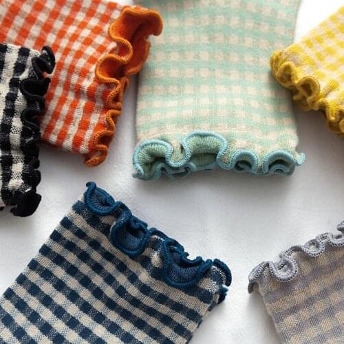 Frilly ruffle striped cute socks calcetines woman women skarpetki damskie kobieta skarpety femme chaussettes sock korean style