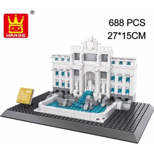 WANGE Building Blocks World Famous Architecture Fontana di Trevi of Roman 667pcs DIY Assemble Bricks Toys for Children Gifts