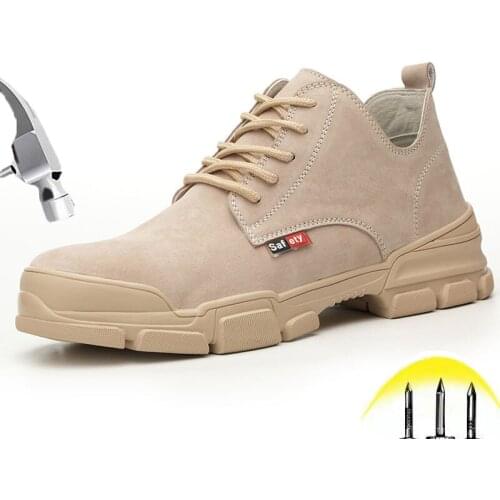 Safety Shoes for Men Steel Toe Caps Breathable Deodorant Lightweight Puncture Proof Casual Leather Construction Work Shoes