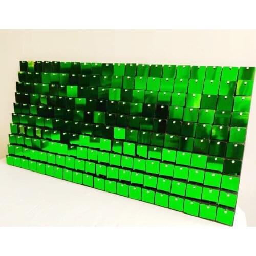 Green Square Sequin Shimmer Wall Panel Glam Backdground Shop Window Decoration Board Pet Wedding Party Backdrop Stage Decorative
