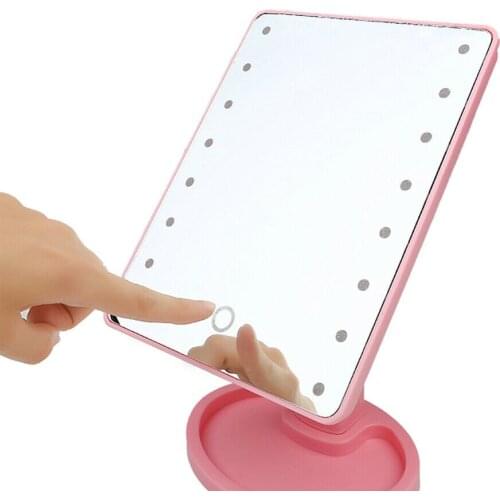 LED Makeup Mirror Touch Screen Mirror with 22 LED Lights Bright Adjustable Make Up Mirrors Operated Stand for Tabletop Bathroom