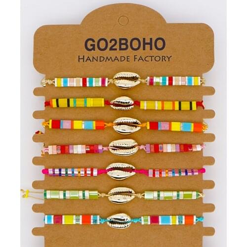 Go2boho Tila Beads Bracelet Bohemian Bracelets For Women Multicolor Summer Beach MIYUKI Jewelry Shell Pulseiras Mujer Moda 2020